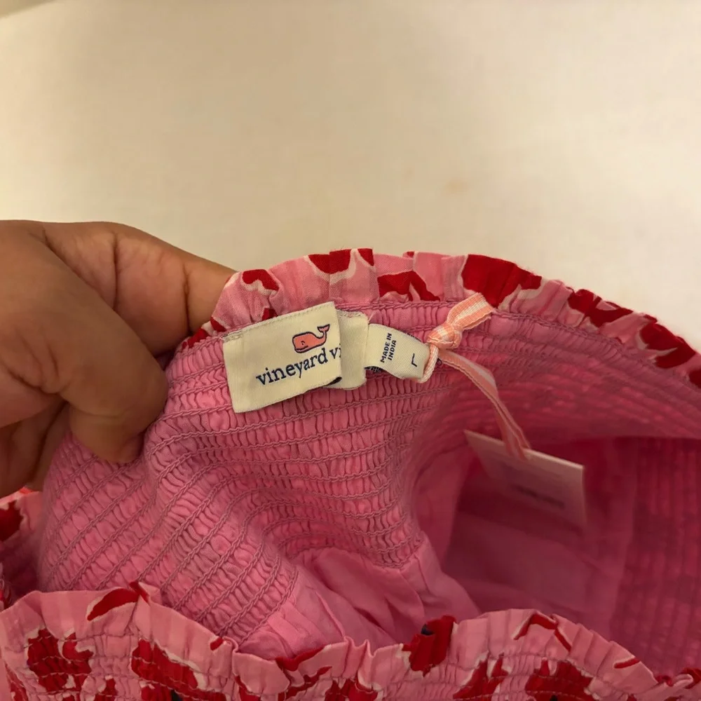 NWT Vineyard Vines Girls Floral Pink and Red Rock Rose Smoked Skirt Size L‎